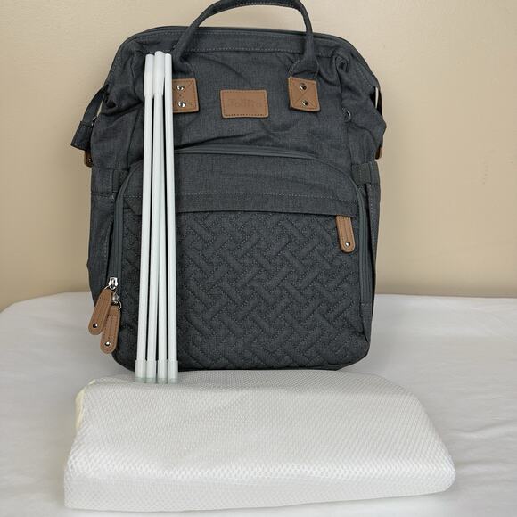 JOLLITO Gray Diaper Bag Backpack w/ Changing Station – Large, New No Box - Picture 13 of 15